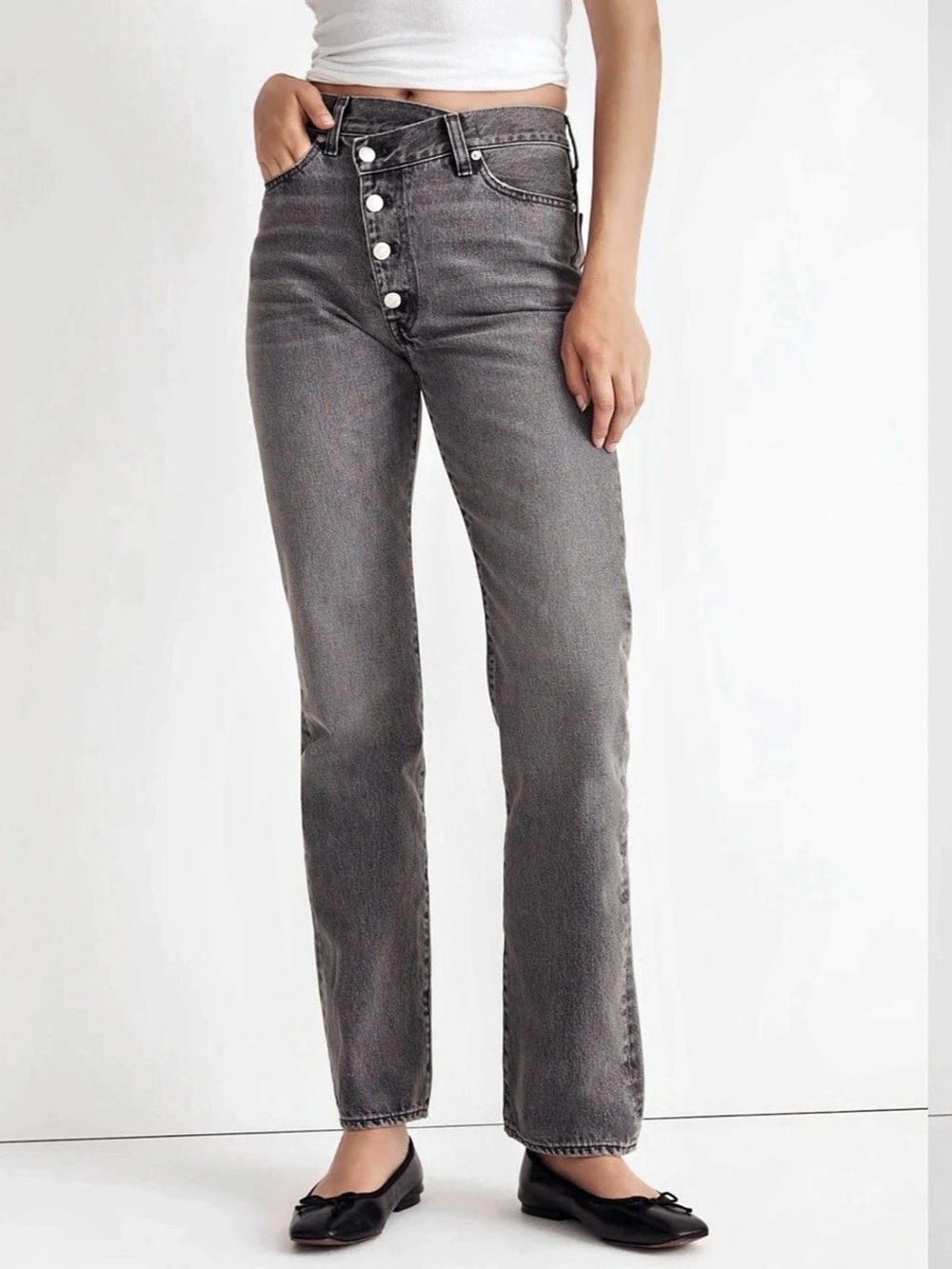 Madewell The ’90s Straight Jean in Burwick Wash Cross-Tab Edition – Size 28